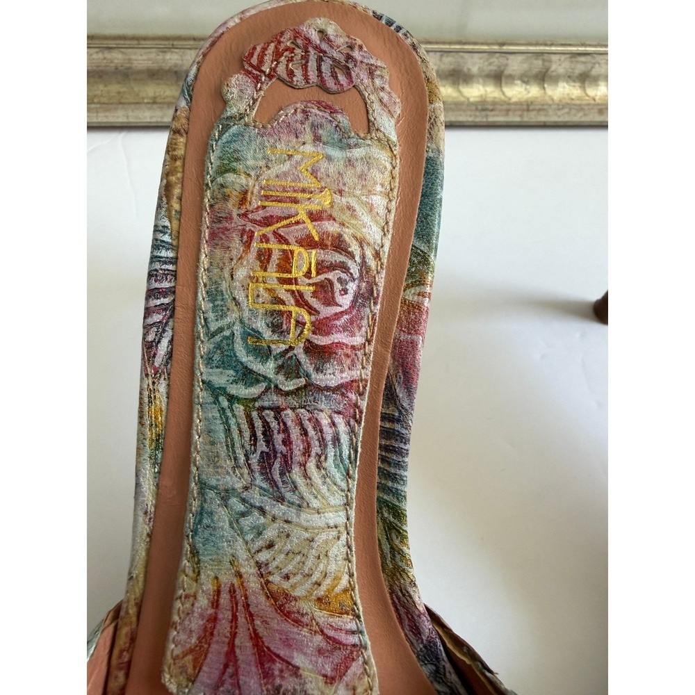 Mikaela Woven Leather Floral Pointed Toe Mules Multicolored Stiletto Heels - Picture 6 of 12